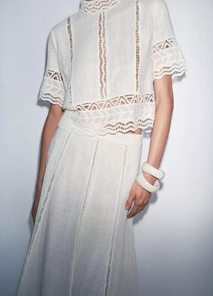 Сорочка жіноча біла мереживна zara new