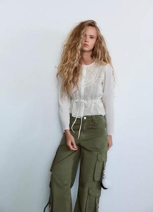 Рубашка женская белая кружевная zara new