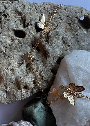 Цепочка, подвеска на шею с бабочками