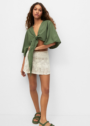 Стильный хлопковый топ с льном от pull & bear