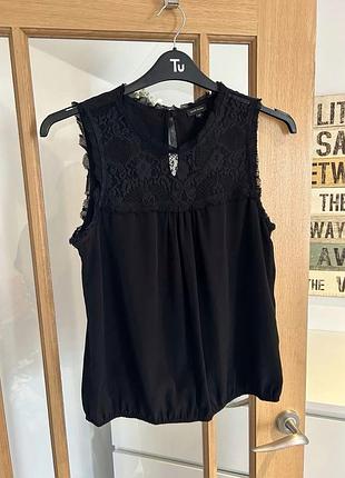 River island блуза чорна майка з мереживом river island