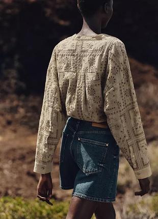 Сорочка жіноча хакі з вишивкою zara new2 фото