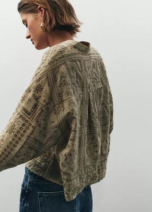 Сорочка жіноча хакі з вишивкою zara new7 фото