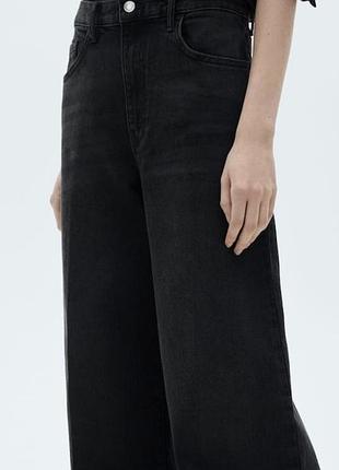 Черные джинсы wide leg mango высокая посадка
