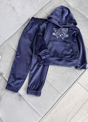 Костюм велюровий песик, синій