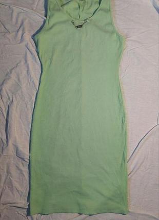Салатова сукня в обтяжку, в рубчик xl