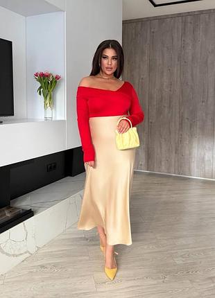 Женская длинная шелковая юбка| 273