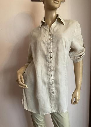 Удлиненная льняная туника/ l/ brend misswan