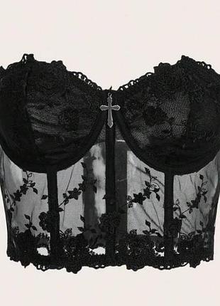 Топ корсет гранж панк y2k кружевний dollskill