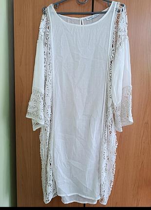 Крутезна легенька накидка на купальник з вставками кружева