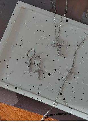Срібні сережки хрестики 925
