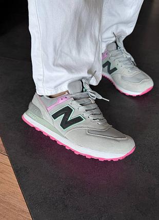 Кроссовки new balance 574 wood/pink/mint premium