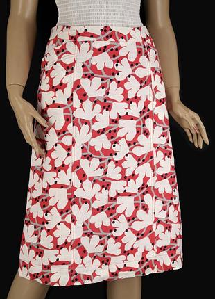 Брендовая льняная юбка "white stuff" с цветочным принтом. размер uk10/eur38.