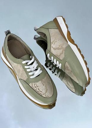 Кросівки натур шкіра фісташка + зміїний принт під замовлення 36-43р всі кольори