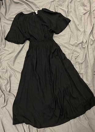 Черное вискозное платье миди h&m(код товара 200325)