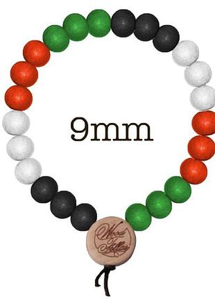 Браслет у квітах білий/червоний/чорний/зелений дерево та джутова сумочка wood fellas германія