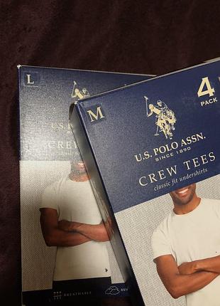Набір із чотирьох базових білих футболок u.s.polo assn (оригінал)