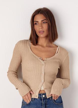 Жіночий ажурний кардиган на ґудзиках