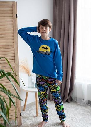 Хлопковая пижама подилточная, пижама бэтмен, batmen, хлопковая пижама легкая, подростковая пижама для мальчика