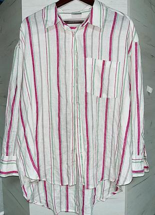 Рубашка натуральний льон подовжена 18р. 56-58р