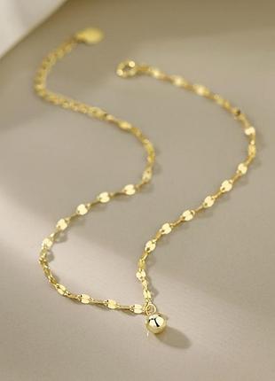 Браслет на ногу (анклет) шар, ножной браслет с оригинальной цепочкой, серебряное покрытие 925 пробы, 21+5 см