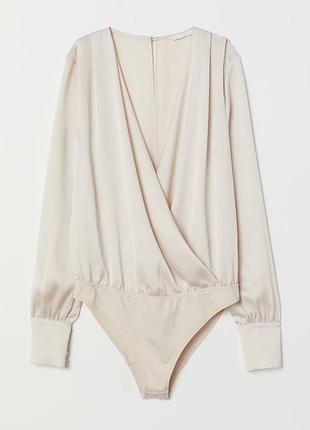 Стильное бежевое боди на запах
