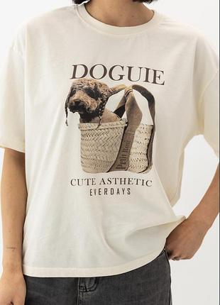 Футболка трикотажная с надписью doguie
