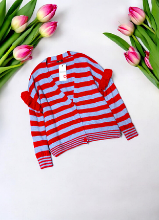 Теплий смугастий oversize кардиган з рюшами c&a етикетка