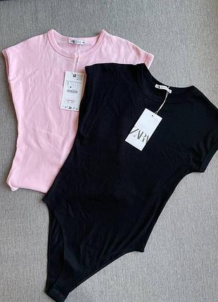 Боди футболка zara хлопок трикотаж рубчик s