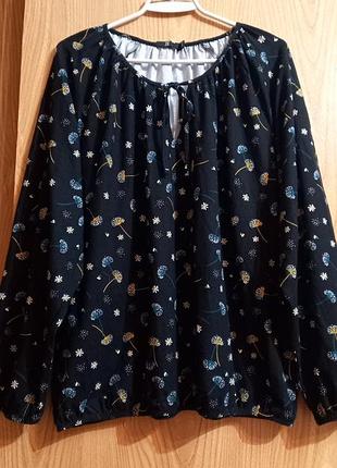 House -блузон чёрный в нежный принт🖤💙💛 вискоза🖤💙трикотаж🖤💛бангладеш🖤💙бренд