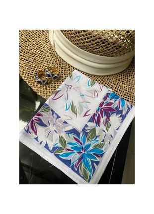 Хлопковый платок на голову платок брендовый с цветами