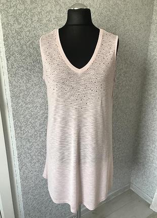 Чудесная, женская туника-платье, трапеция, пудра.