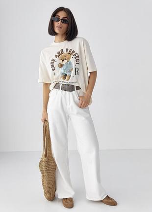 Oversize футболка с принтом мишки