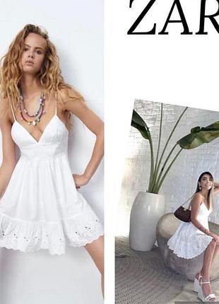 Zara сарафан платье платье на бретелях из прошвы