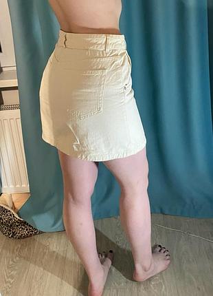 Джинсова міні-спідниця молочна mango 2