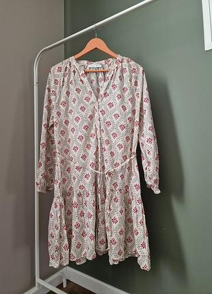 Натуральное платье на поясе primark l - xl
