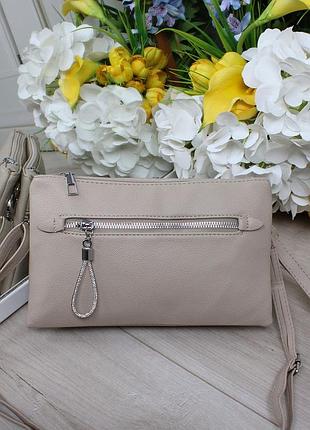 Жіноча стильна та якісна сумка з еко шкіри капучіно