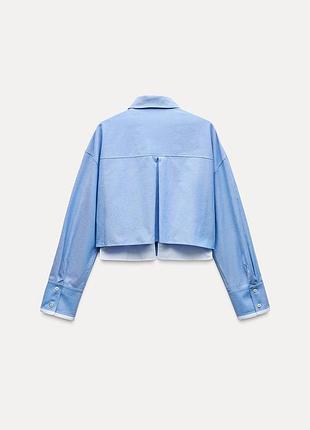 Сорочка zara, укорочена сорочка оксфорд zara, блакитна сорочка zara 5
