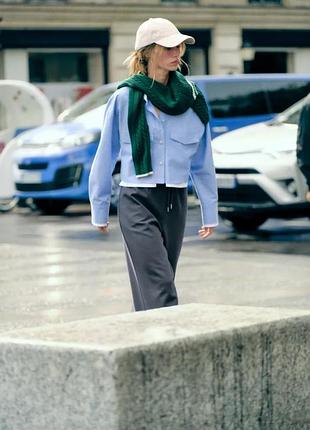 Сорочка zara, укорочена сорочка оксфорд zara, блакитна сорочка zara