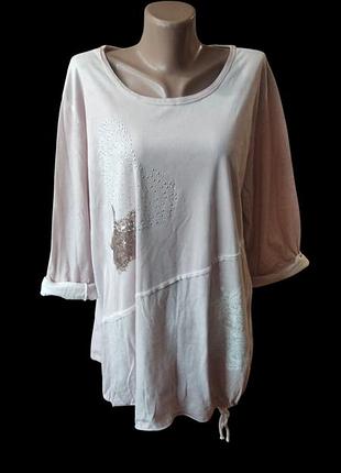 Шикара італійська футболка, світшот, логслів, туніка кольору ніжної троянди, оверсайз