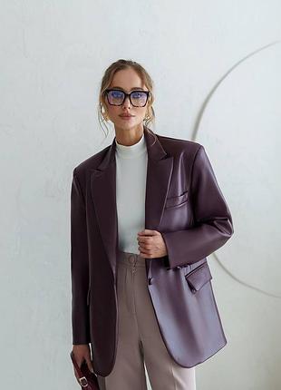 Люксовий піджак шкіряний шкіра комір гудзики кишені еко шкіра на замші