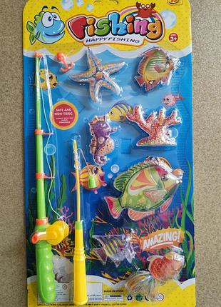 Риболовля рибалка ріболівля об'ємні рибки 7 шт. 2 вудки