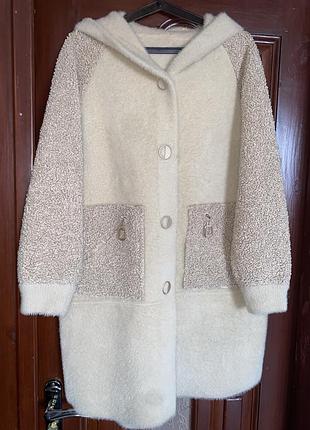 Альпака-кардиган з рукавами хутро баранець (тедді)