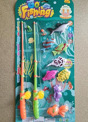 Риболовля риболовля об'ємні рибки 8 шт. 2 вудки