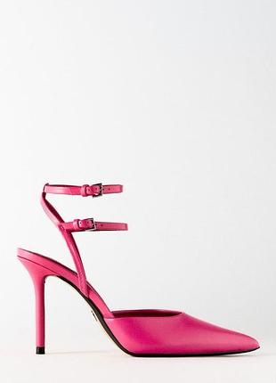 Човники zara туфлі, в кольорі фуксії, натуральна шкіра