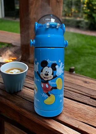 Дитячий термос із трубочкою герої disney ukc t80 blue 350 мл нержавіюча сталь