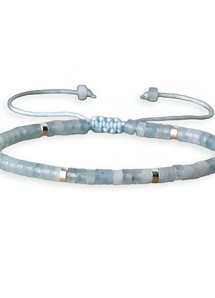 🔺🐬 тонкий браслет-фенечка з натурального аквамарину3 фото