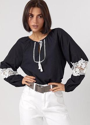 Стильна сорочка з мереживом