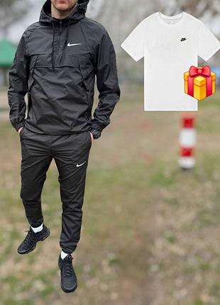Костюм из плащевки grey nike весенний черный