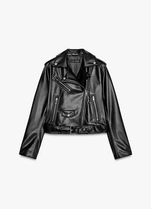 Куртка женская черная кожаная zara new